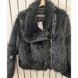 Urban Revivo Jacket Black Faux Fur Size XXXL